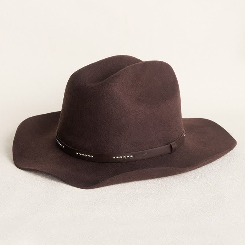 Cappello da cowboy a tesa larga semplice color caffè - Caffè - L (23 1/4"-23 5/8") - image 0