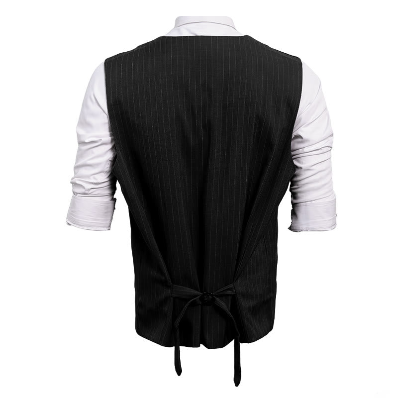 Gilet da uomo elegante a righe sottili con molteplici tasche. - image 7