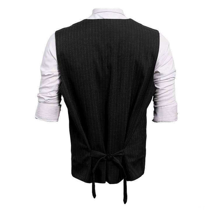 Gilet da uomo elegante a righe sottili con molteplici tasche. - image 7