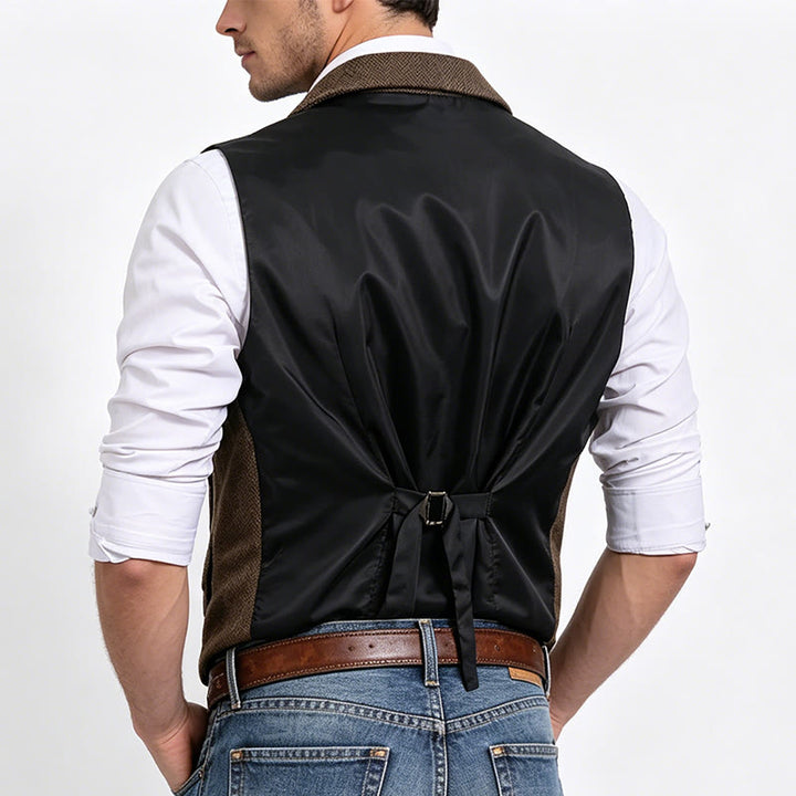 Gilet elegante da uomo con colletto a revers e tasche con patta - image 3