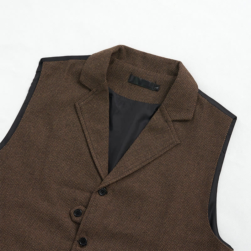 Gilet elegante da uomo con colletto a revers e tasche con patta - image 13