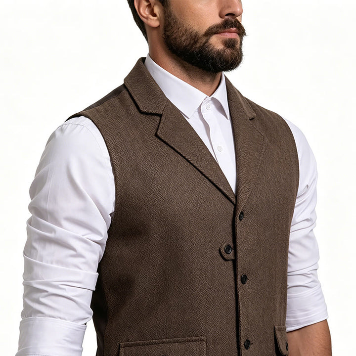 Gilet elegante da uomo con colletto a revers e tasche con patta - image 2