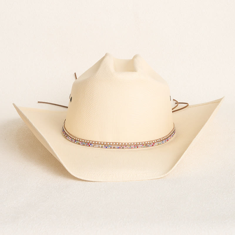 Cappello da cowboy rigido in paglia, a tesa larga, con protezione solare. - image 1