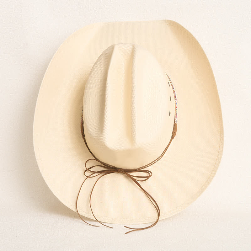 Cappello da cowboy rigido in paglia, a tesa larga, con protezione solare. - image 6