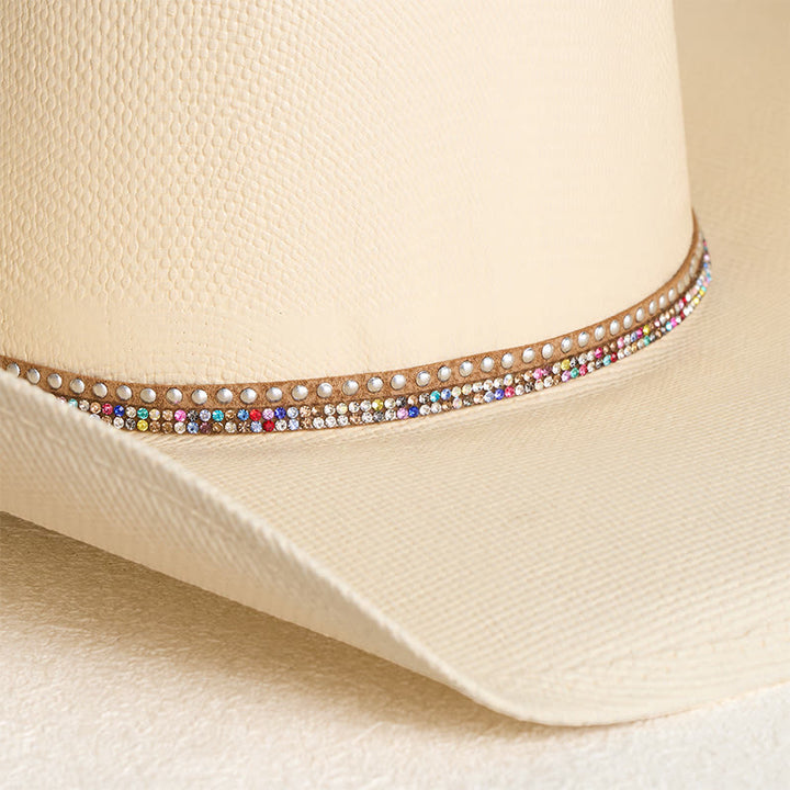 Cappello da cowboy rigido in paglia, a tesa larga, con protezione solare. - image 3