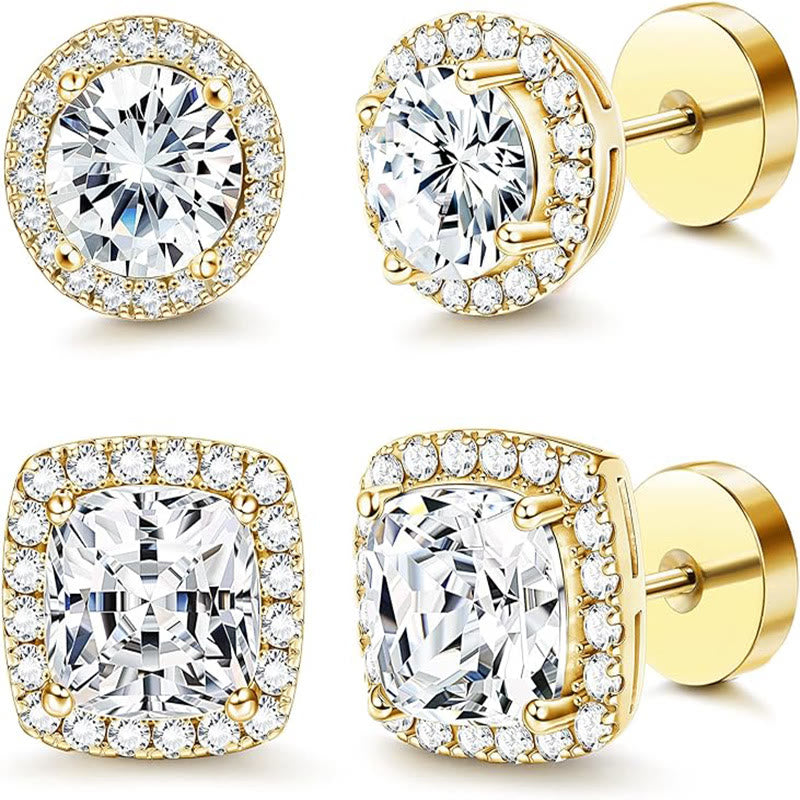 Orecchino a lobo geometrico classico con pavé di diamanti e contorno completo, da indossare tutti i giorni. - D'oro - image 2