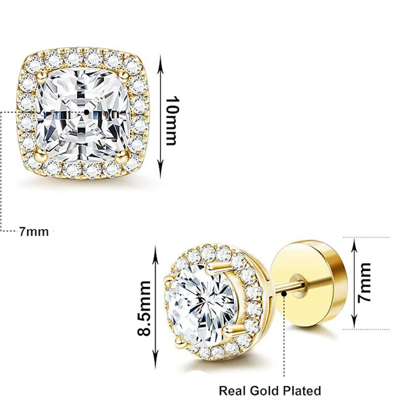 Orecchino a lobo geometrico classico con pavé di diamanti e contorno completo, da indossare tutti i giorni. - image 3