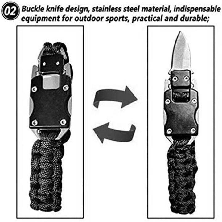 Braccialetto di sopravvivenza multifunzionale con coltello nascosto e cordino in paracord per emergenze. - image 11