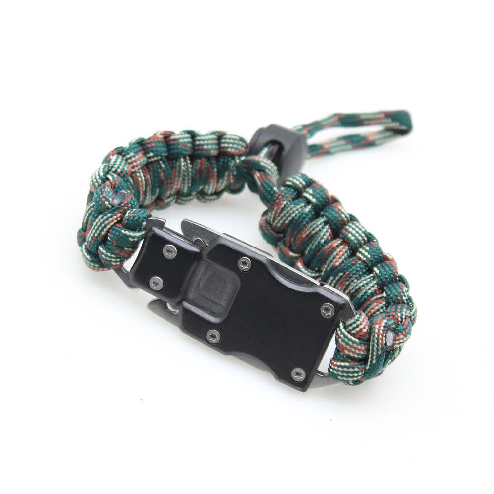 Braccialetto di sopravvivenza multifunzionale con coltello nascosto e cordino in paracord per emergenze. - mimetica forestale regolabile - image 9
