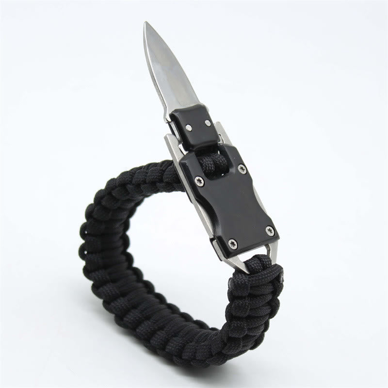 Braccialetto di sopravvivenza multifunzionale con coltello nascosto e cordino in paracord per emergenze. - Nero - image 1