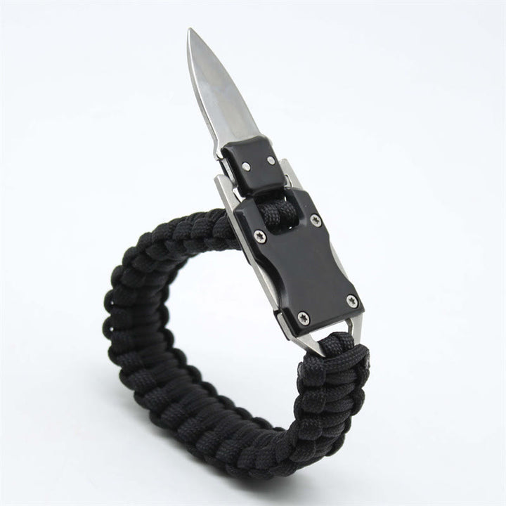 Braccialetto di sopravvivenza multifunzionale con coltello nascosto e cordino in paracord per emergenze. - Nero - image 1