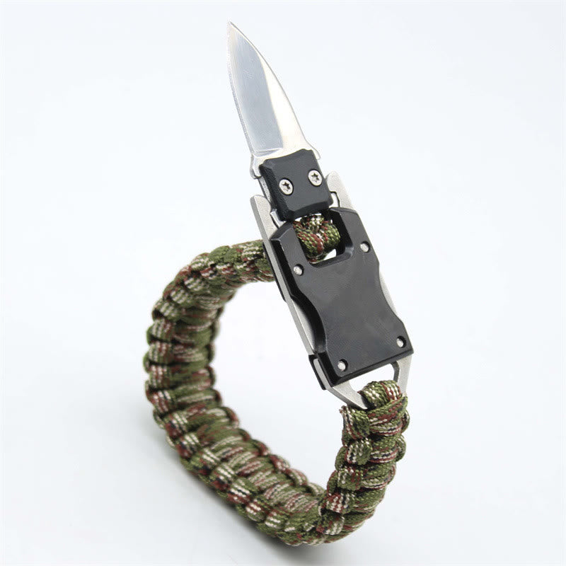 Braccialetto di sopravvivenza multifunzionale con coltello nascosto e cordino in paracord per emergenze. - mimetica verde militare - image 0