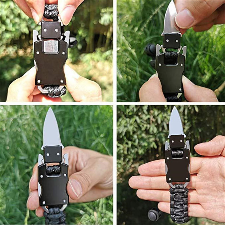 Braccialetto di sopravvivenza multifunzionale con coltello nascosto e cordino in paracord per emergenze. - image 13