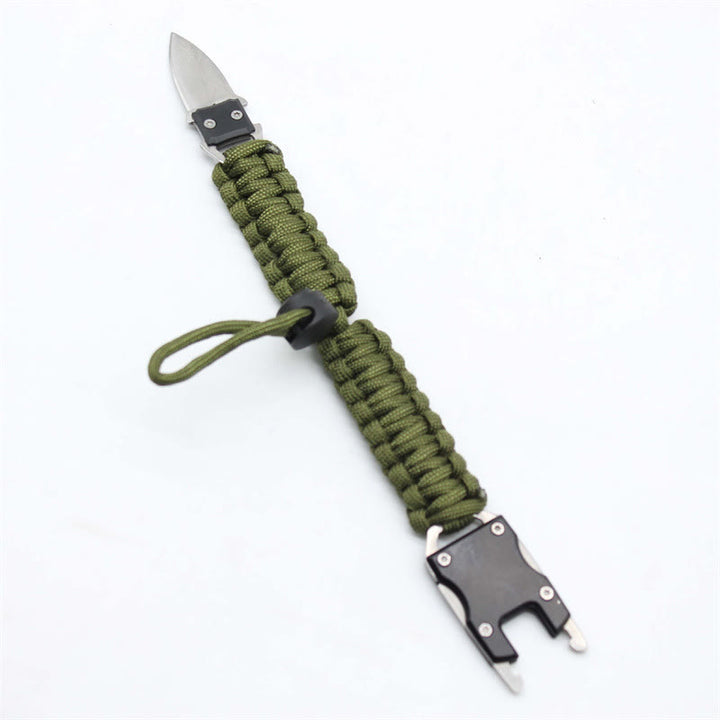 Braccialetto di sopravvivenza multifunzionale con coltello nascosto e cordino in paracord per emergenze. - Regolabile, verde militare - image 7