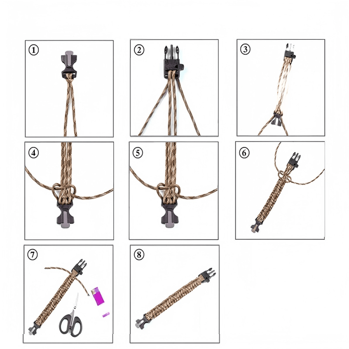 Braccialetto di sopravvivenza multifunzionale con coltello nascosto e cordino in paracord per emergenze. - image 14