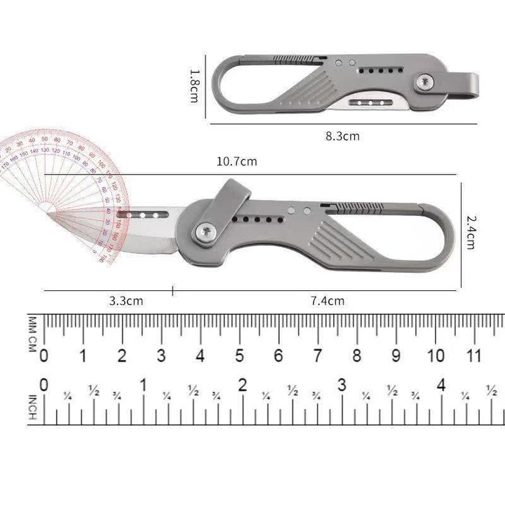 Coltello pieghevole in stile titanio, strumento EDC con moschettone - image 4