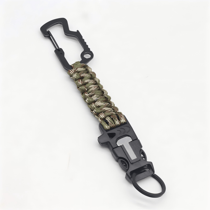 Braccialetto di sopravvivenza portatile in paracord per soccorso d'emergenza - mimetica verde militare - image 2