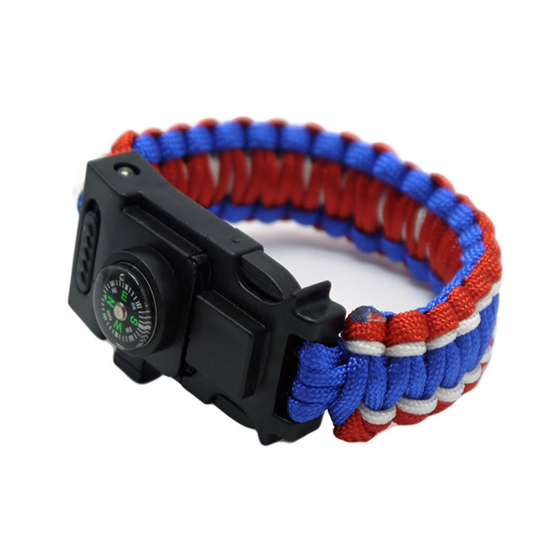 Braccialetto di sopravvivenza in paracord con luce LED per soccorso d'emergenza. - Rosso, blu e bianco - image 8