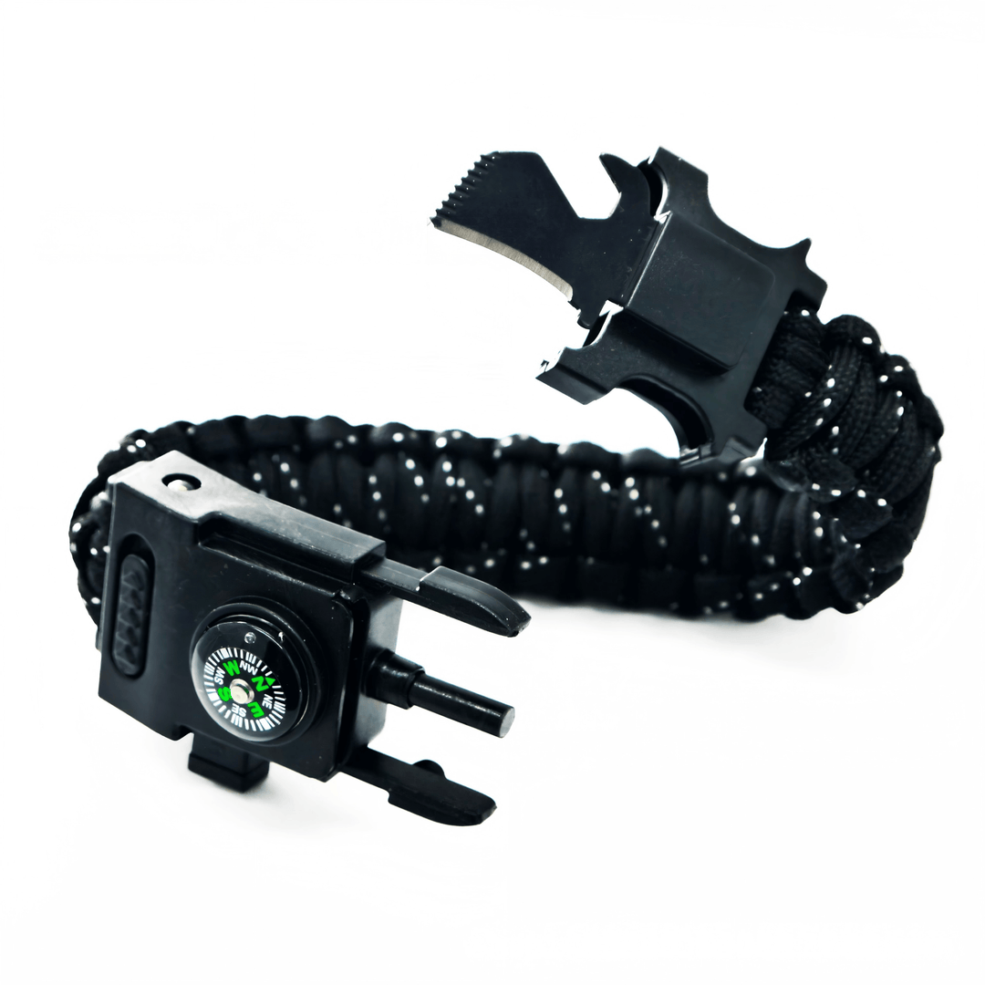 Braccialetto multifunzionale in paracord con LED per la sopravvivenza all'aperto - Pois bianchi e neri - image 0