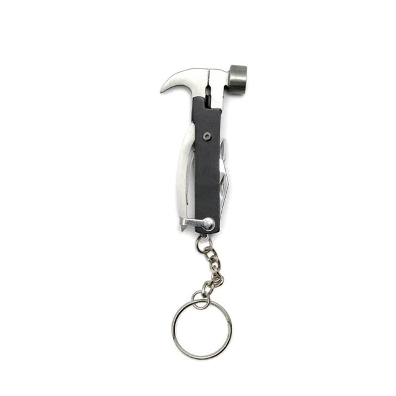 Portachiavi compatto 6 in 1, strumento EDC con manico in legno - Nero - image 1