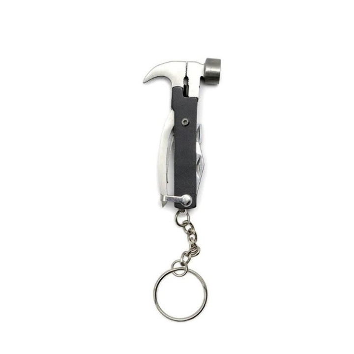 Portachiavi compatto 6 in 1, strumento EDC con manico in legno - Nero - image 1