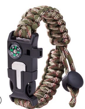 Bussola regolabile, accendifuoco di emergenza, braccialetto di sopravvivenza in paracord - mimetica verde e rossa - image 7