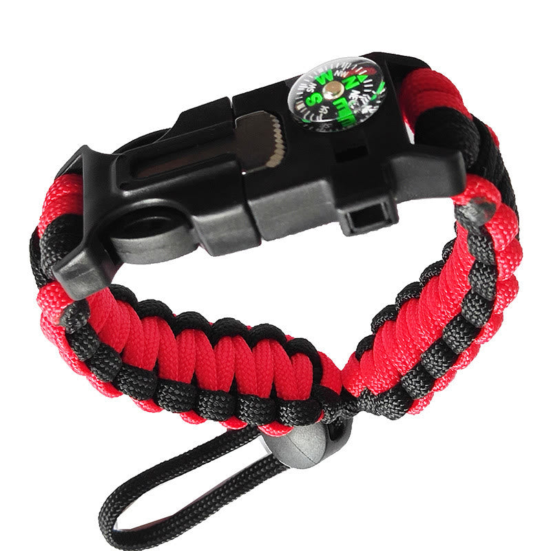 Bussola regolabile, accendifuoco di emergenza, braccialetto di sopravvivenza in paracord - Rosso - image 0