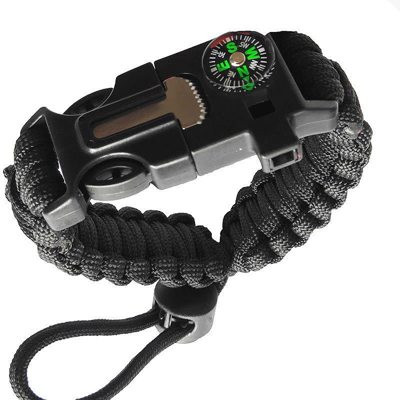 Bussola regolabile, accendifuoco di emergenza, braccialetto di sopravvivenza in paracord - Nero - image 1