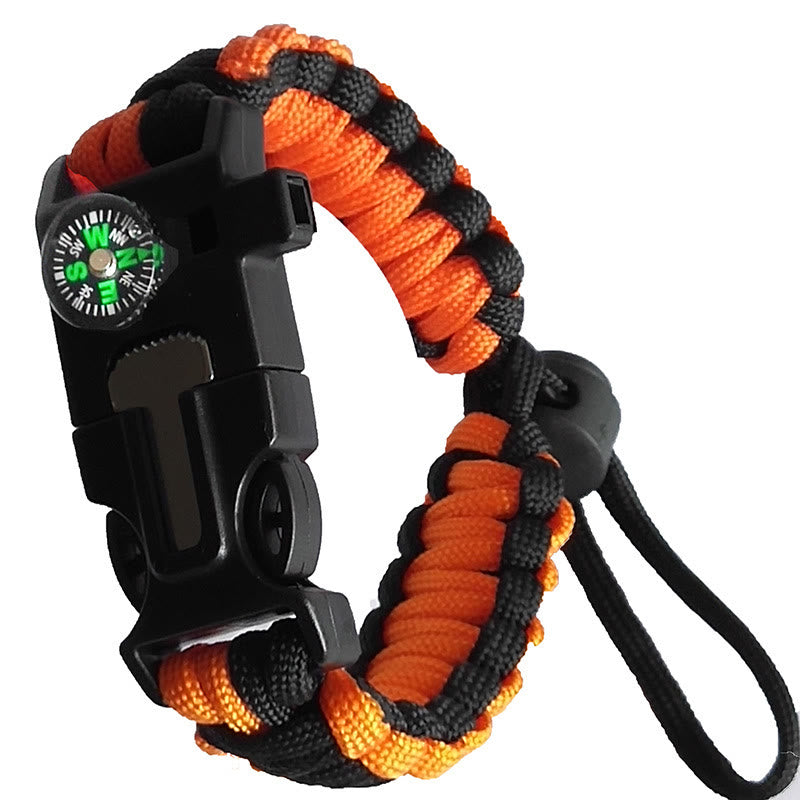 Bussola regolabile, accendifuoco di emergenza, braccialetto di sopravvivenza in paracord - Arancia - image 2