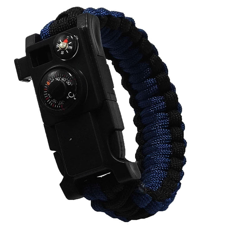 Braccialetto multiuso in paracord per campeggio all'aperto e sopravvivenza. - Nero e blu scuro - image 12