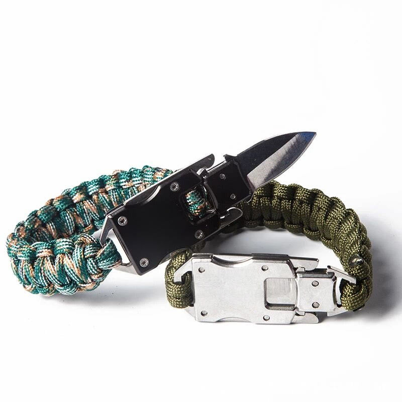 Braccialetto di sopravvivenza in paracord con coltello nascosto per soccorso d'emergenza - mimetismo forestale - image 0