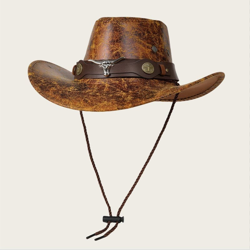 Cappello da sole da cowboy vintage in stile americano per esterni - Caffè leggero - M (22"-22 7/8") - image 2