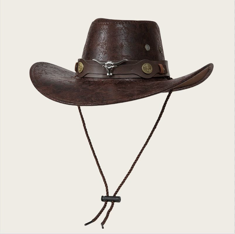 Cappello da sole da cowboy vintage in stile americano per esterni - Caffè scuro - M (22"-22 7/8") - image 1