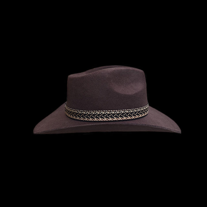 Cappello Fedora in feltro di lana tinta unita con fascia decorativa intrecciata. - image 3