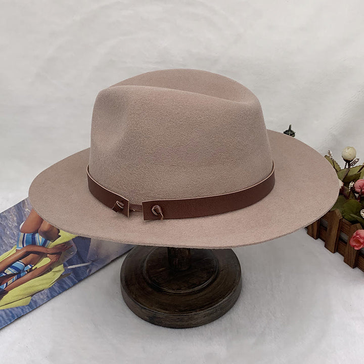 Cappello da uomo vintage in feltro di lana con fascia in pelle. - image 1