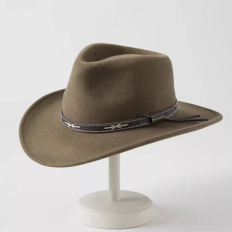 Cappello a cilindro da uomo in lana stile western da cowboy - Marrone - Regolabile (22 1/2"-23 1/4") - image 3