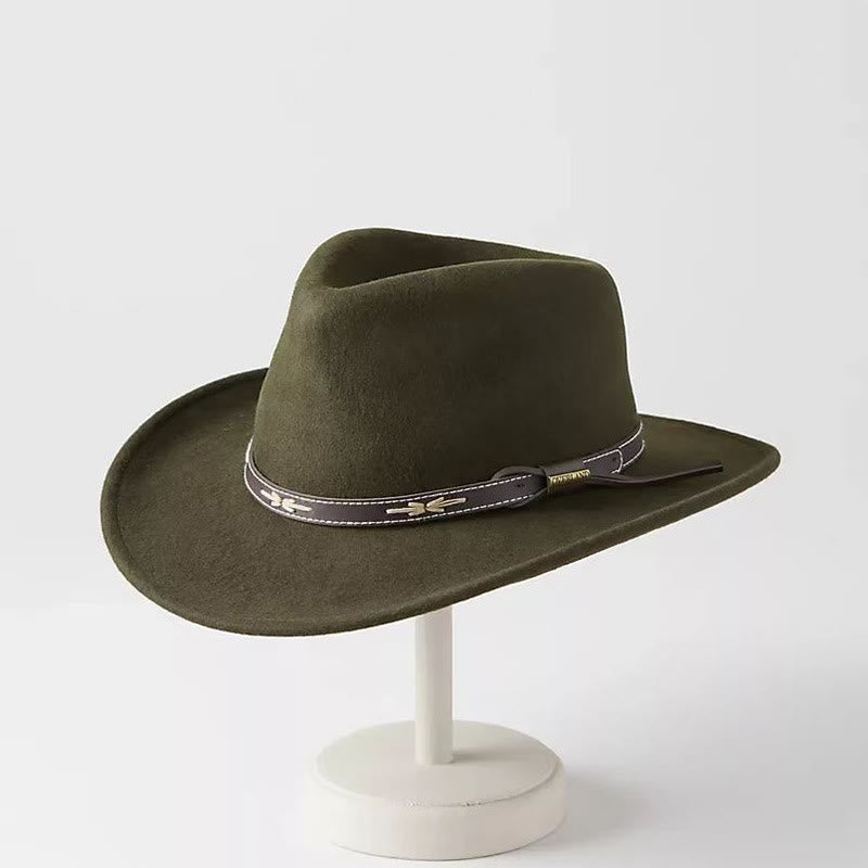 Cappello a cilindro da uomo in lana stile western da cowboy - Verde oliva - Regolabile (22 1/2"-23 1/4") - image 1