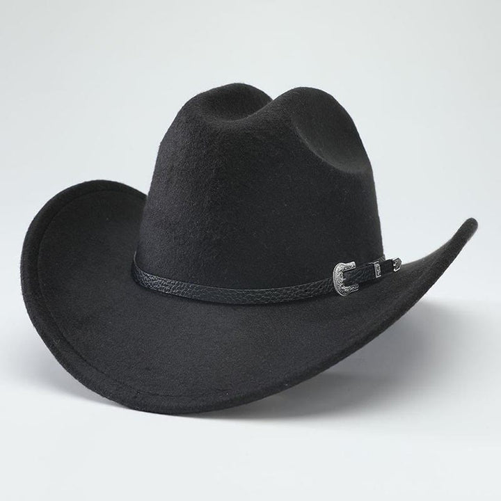 Cappello a cilindro da cowboy western classico retrò a tesa larga - Nero - M (22"-22 7/8") - image 0