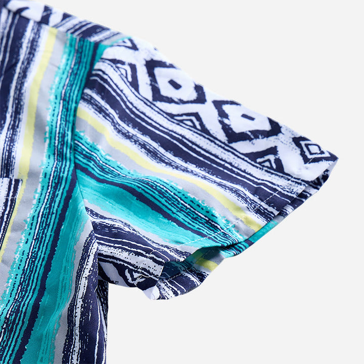Camicia da uomo estiva casual a righe, maniche corte, con bottoni. - image 6