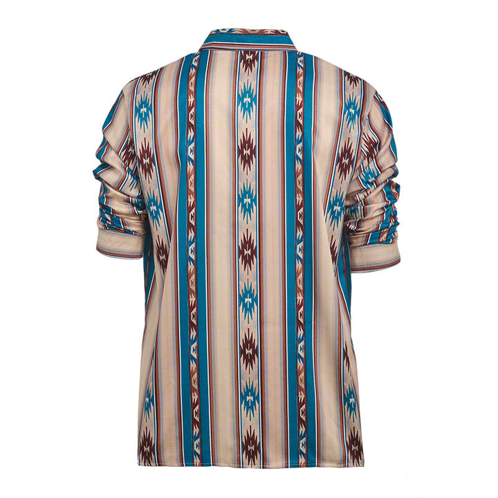 Camicia casual da uomo a maniche lunghe con stampa a righe in stile western vintage. - image 10