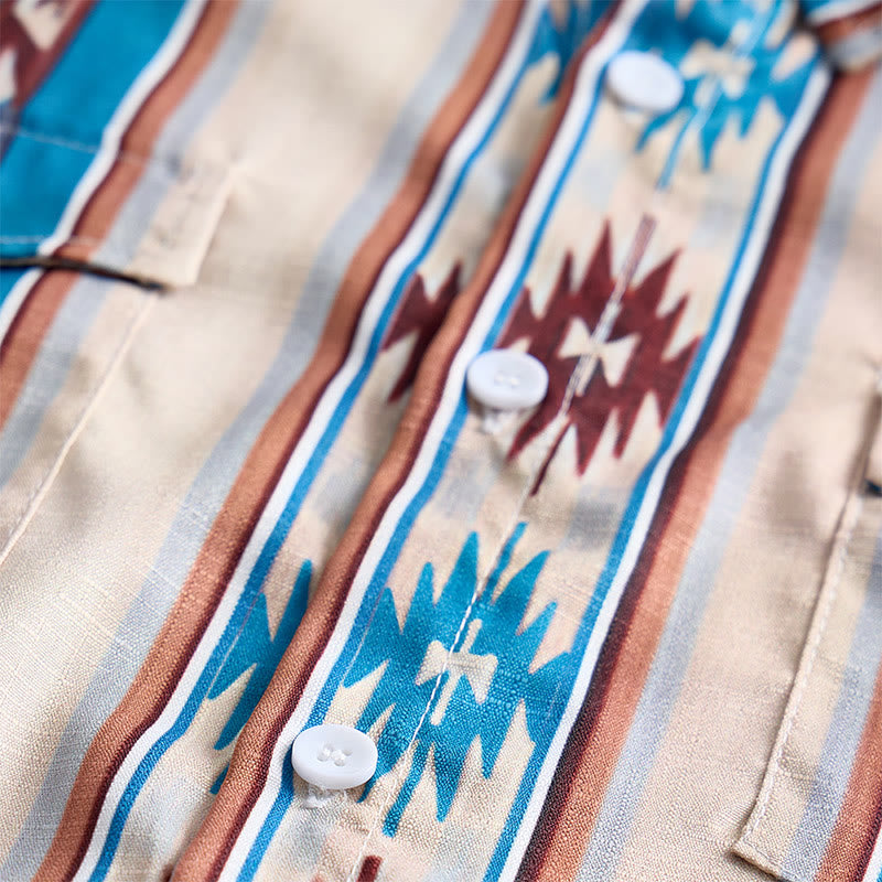 Camicia casual da uomo a maniche lunghe con stampa a righe in stile western vintage. - image 6