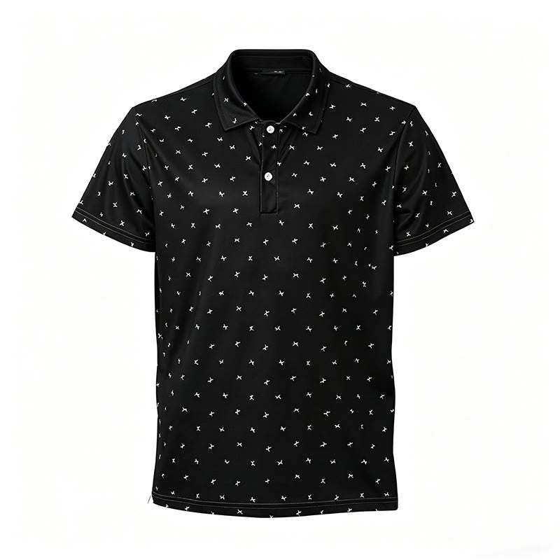 Polo casual da uomo a maniche corte con stampa integrale - Nero - 5XL - image 4