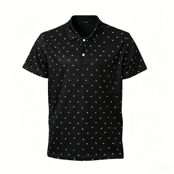 Polo casual da uomo a maniche corte con stampa integrale - Nero - 5XL - image 4