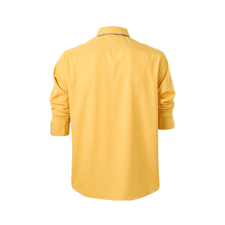 Elegante camicia da uomo a doppio colletto con motivo a quadri a contrasto. - image 12