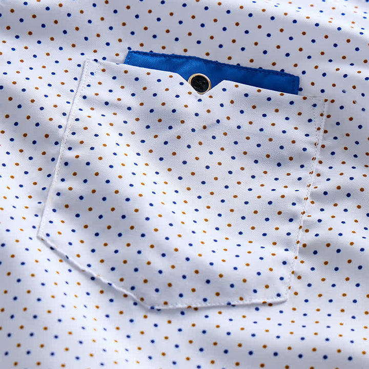 Camicia elegante da uomo a pois con profili a contrasto - image 4