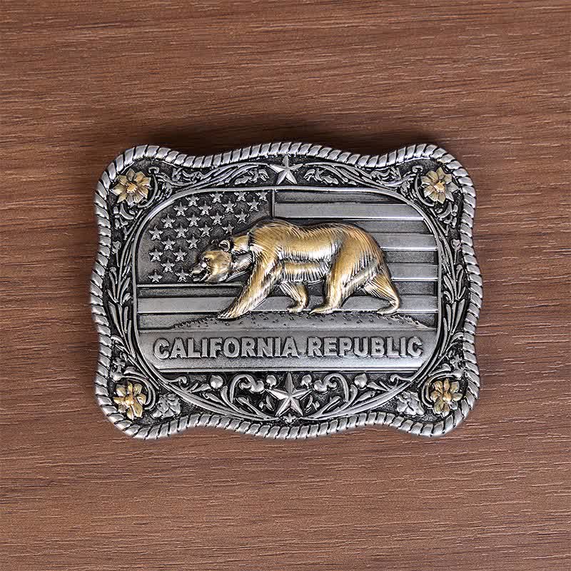 Cintura in pelle fai-da-te con fibbia western California Republic Bear - image 1