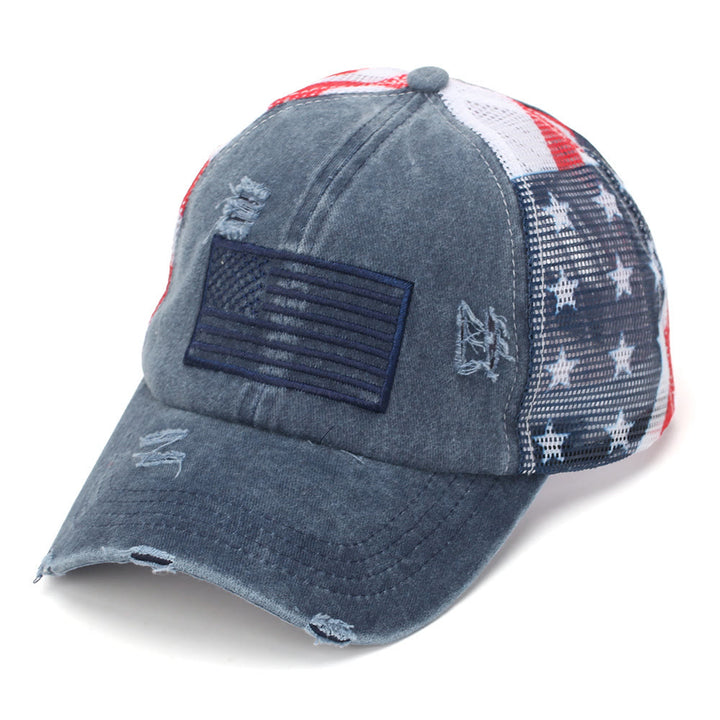 Cappellino da baseball tattico in denim lavato traspirante con codino regolabile. - Blu - Regolabile (22 7/8"-24 1/2") - image 0