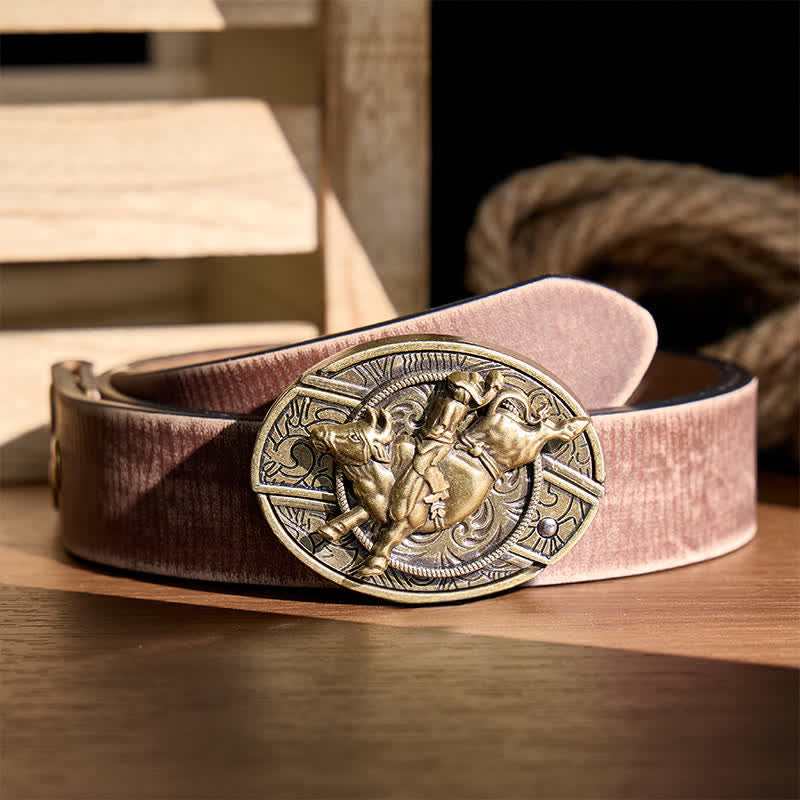 Cintura in pelle con fibbia a coltello pieghevole nascosto in bronzo antico, ideale per cavalieri di tori fai-da-te. - Cavaliere del toro - Cintura marrone effetto invecchiato - 42 - image 5