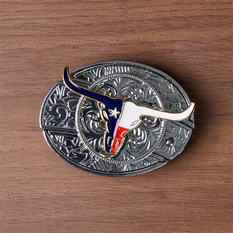 Cintura in pelle con fibbia a coltello pieghevole a scomparsa fai-da-te con bandiera dello stato del Texas e corna lunghe - image 10