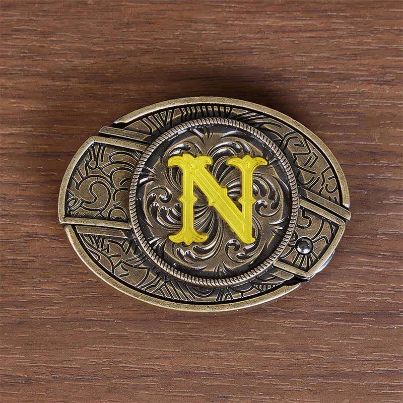 Cintura in pelle con fibbia a coltello nascosta e iniziale in bronzo antico fai-da-te - N - Senza cintura - image 22